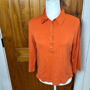 Women’s Lauren Ralph Lauren Orange Polo Shirt Vibrant Casual Style size L